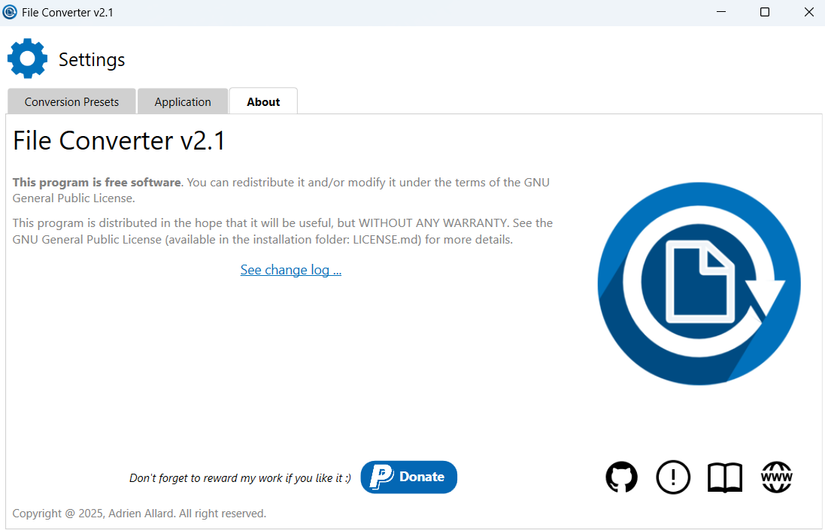 File Converter app information on Windows