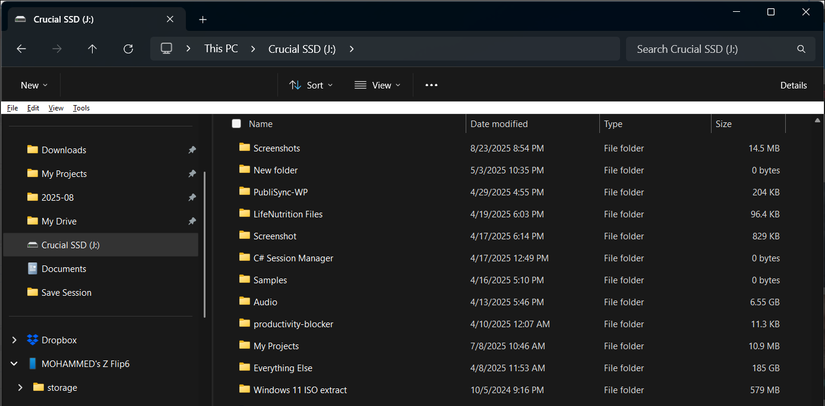 مستكشف الملفات يعرض حجم المجلد في العمود