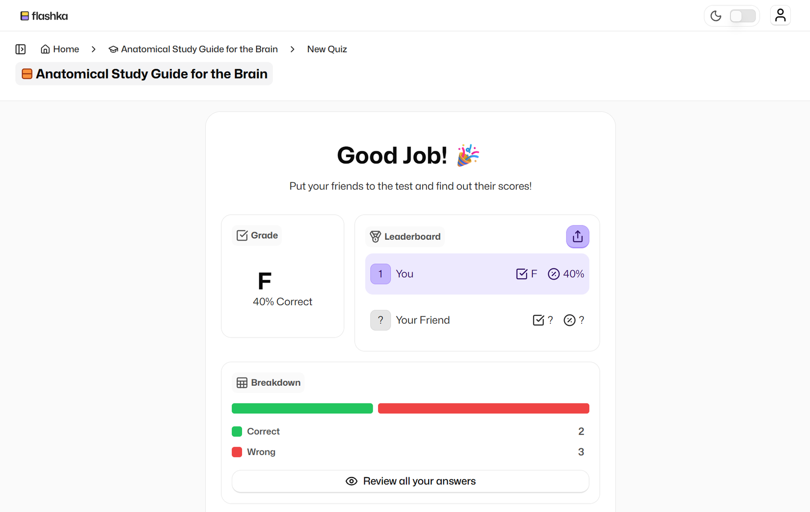 نتائج اختبار Flashka الذاتي