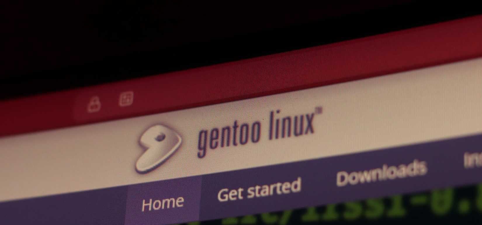 شعار Gentoo Linux على الموقع الرسمي.