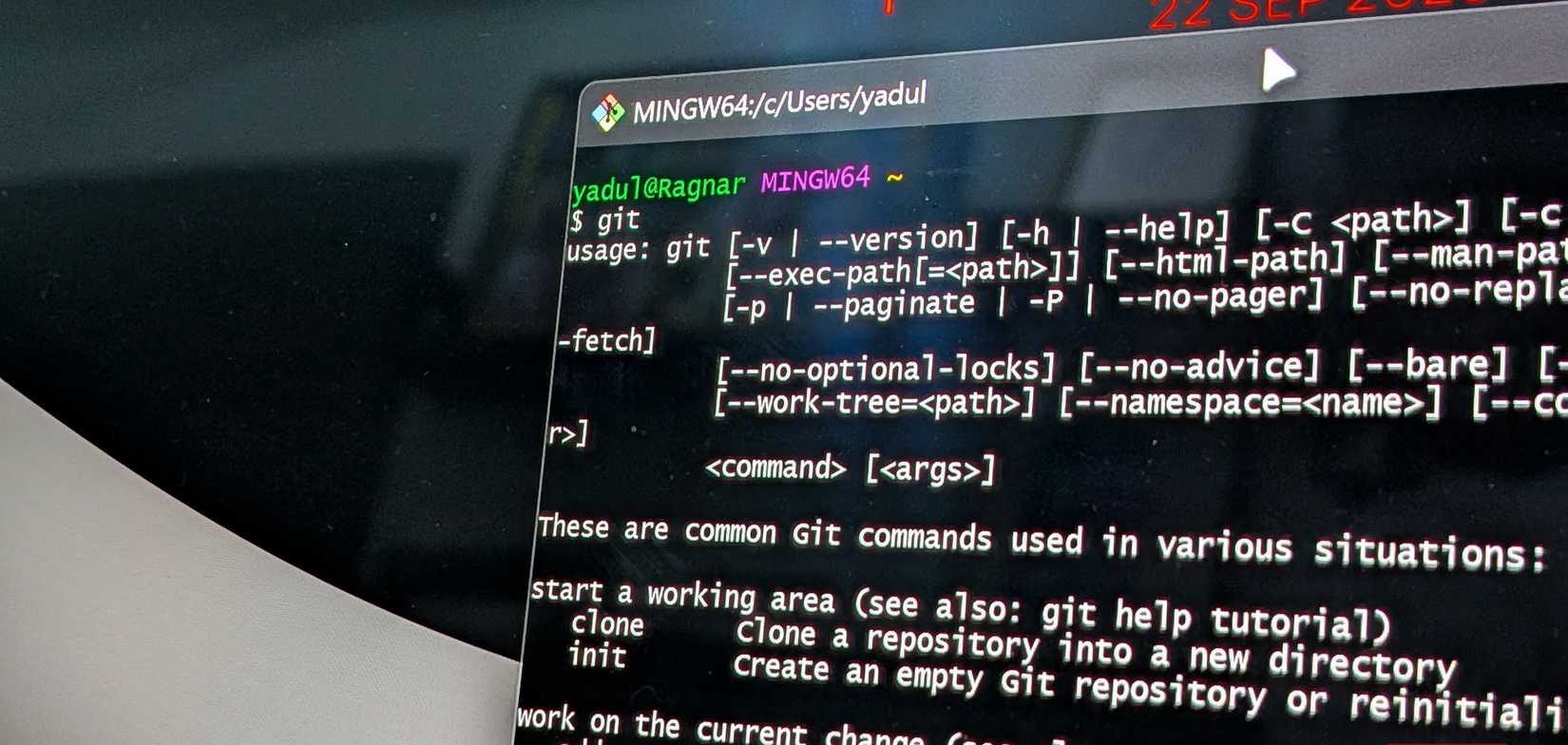واجهة سطر الأوامر (CLI) لـ Git على نظام التشغيل Windows.
