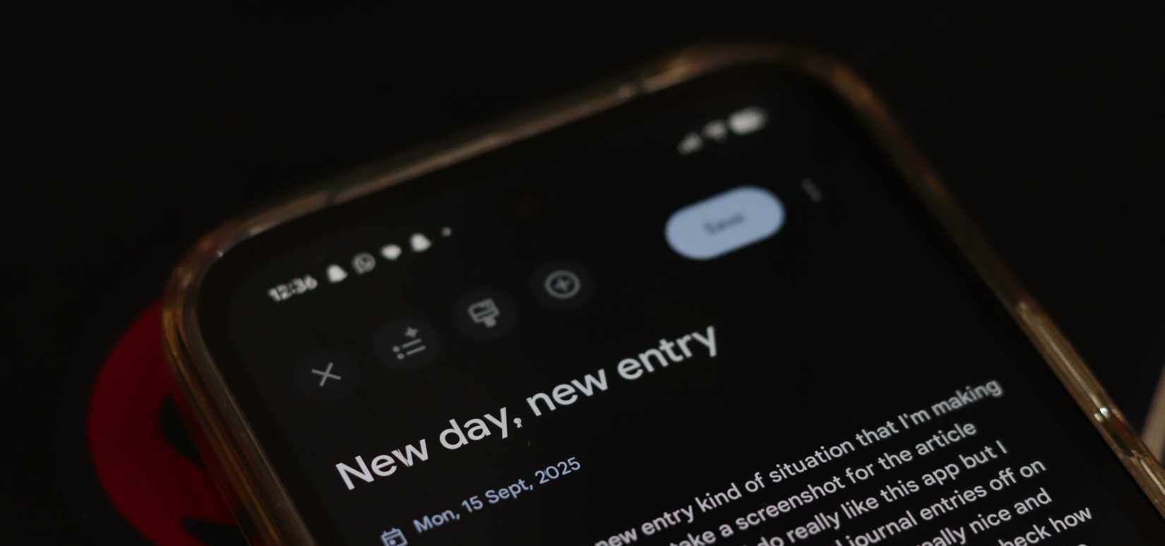 نموذج لإدخال يومي في تطبيق Google Journal.