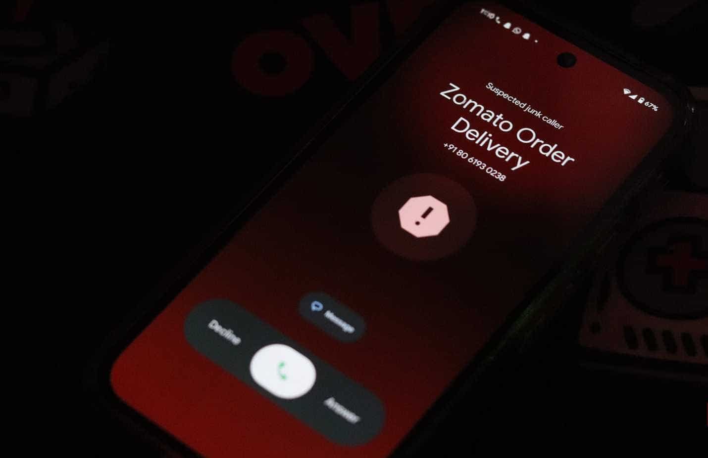 مكالمة مزعجة على هاتف Pixel 9a.