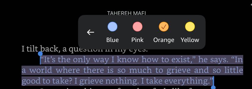 highlighting text in the Kindle app