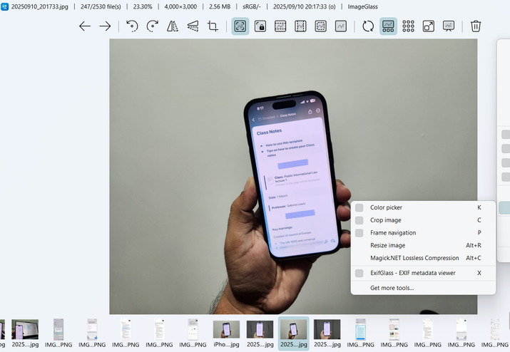 قائمة أدوات ImageGlass على جهاز كمبيوتر