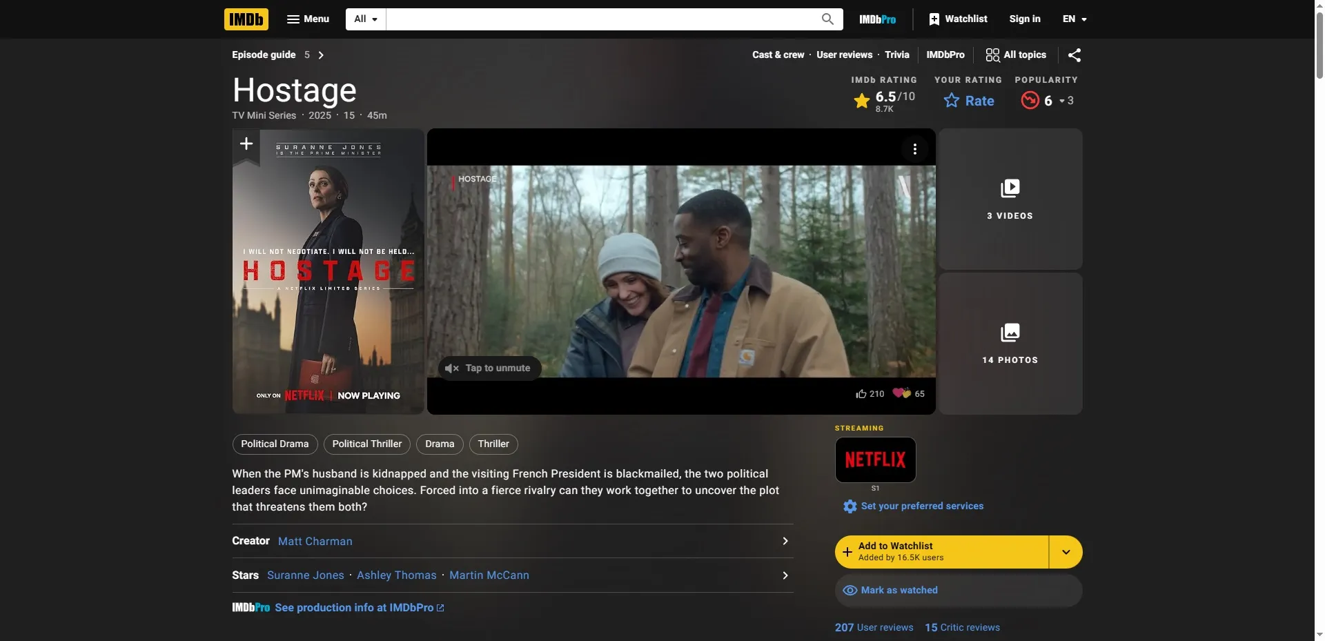 قائمة IMDb للمسلسل التلفزيوني Hostage