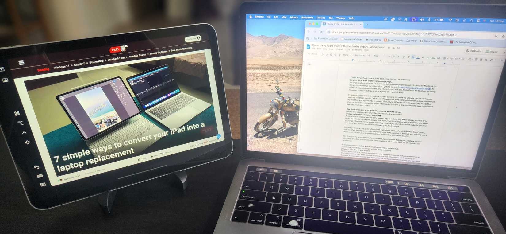 جهاز iPad يستخدم كشاشة مرجعية للعمل.