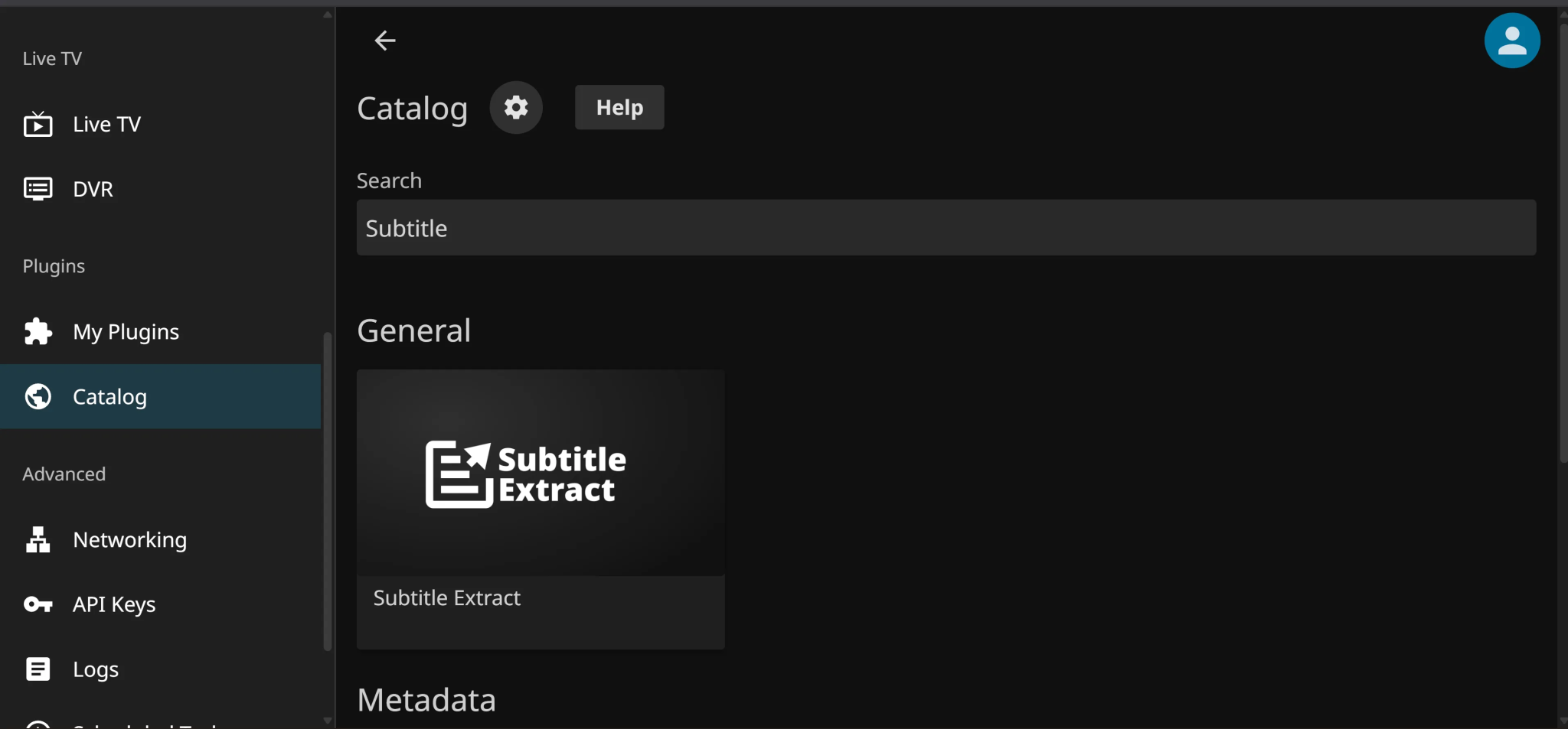صفحة كتالوج إضافات Jellyfin.