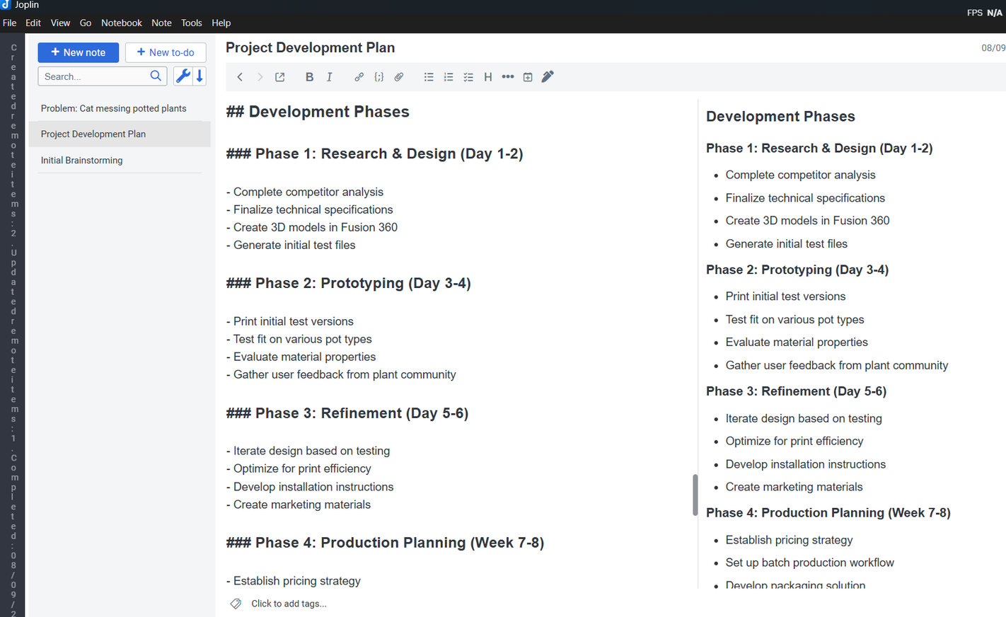 Joplin mark down editor and viewer