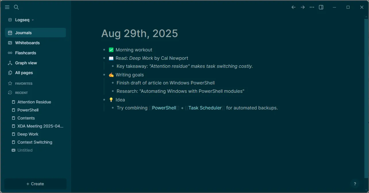 تطبيق logseq على نظام التشغيل Windows 11