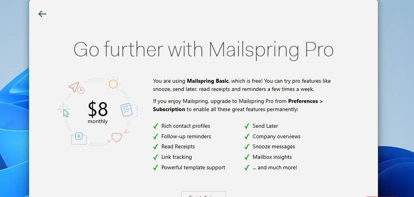 Mailspring Pro pop-up page 