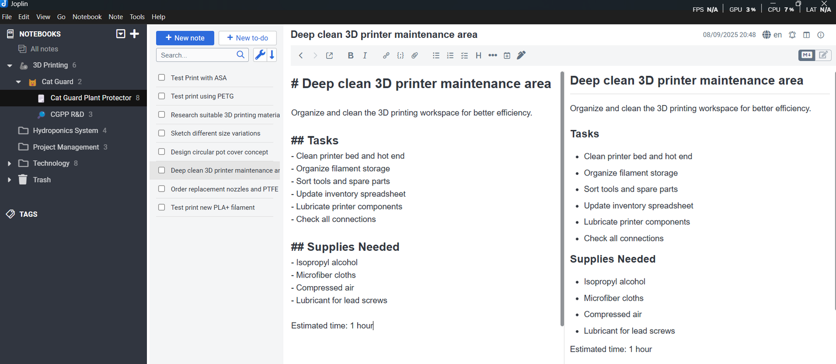 عمل مهام مع Joplin Plugin