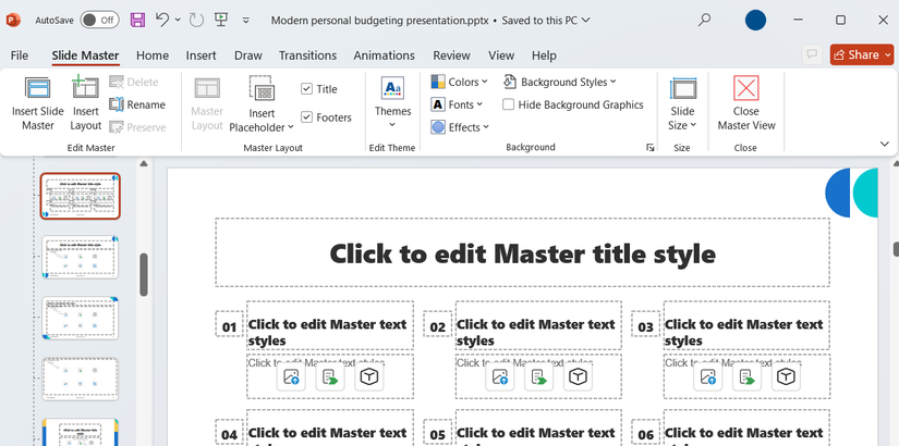 الشريحة الرئيسية في PowerPoint