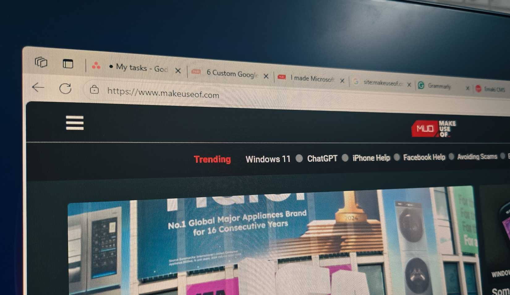 Microsoft edge browser open with multiple tabs