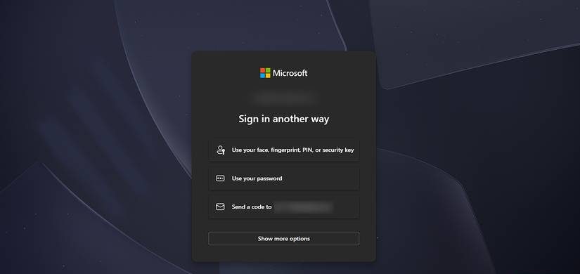 Microsoft's sign-in another way login page