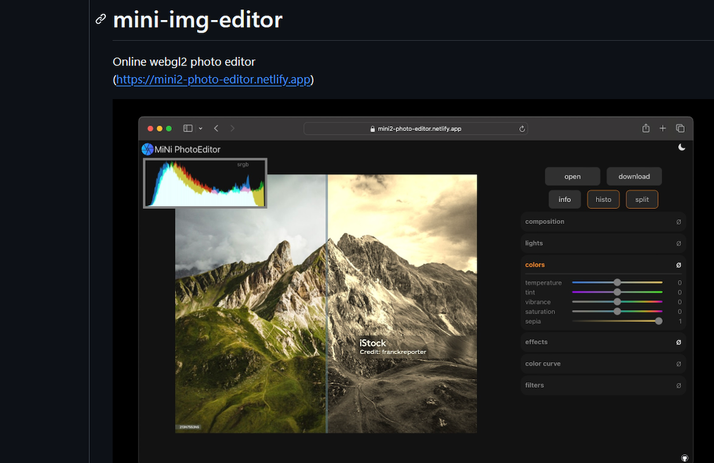 MiNi PhotoEditor هو محرر صور WebGL2.