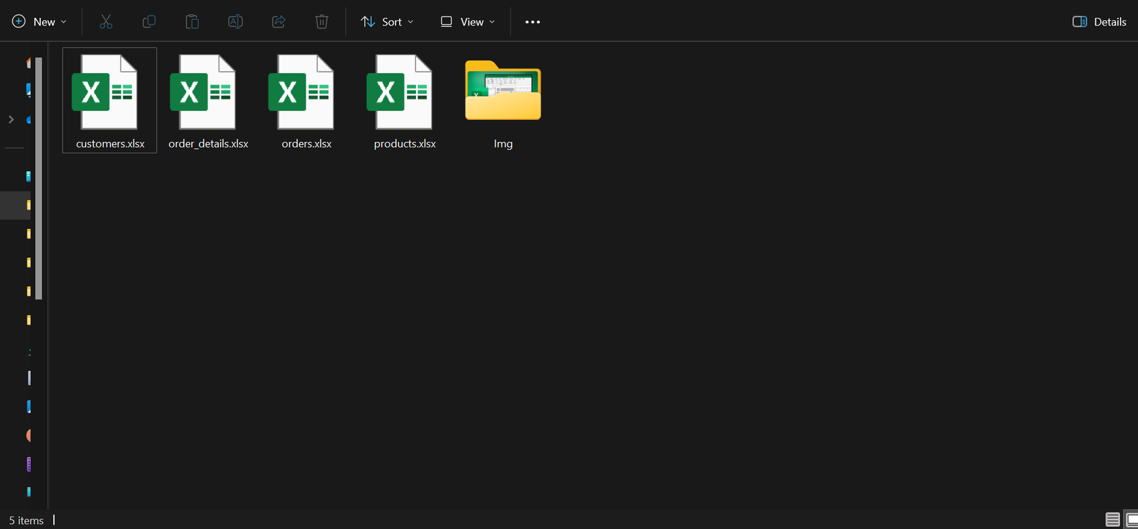 Backend database for ecommerce site saved as workbooks