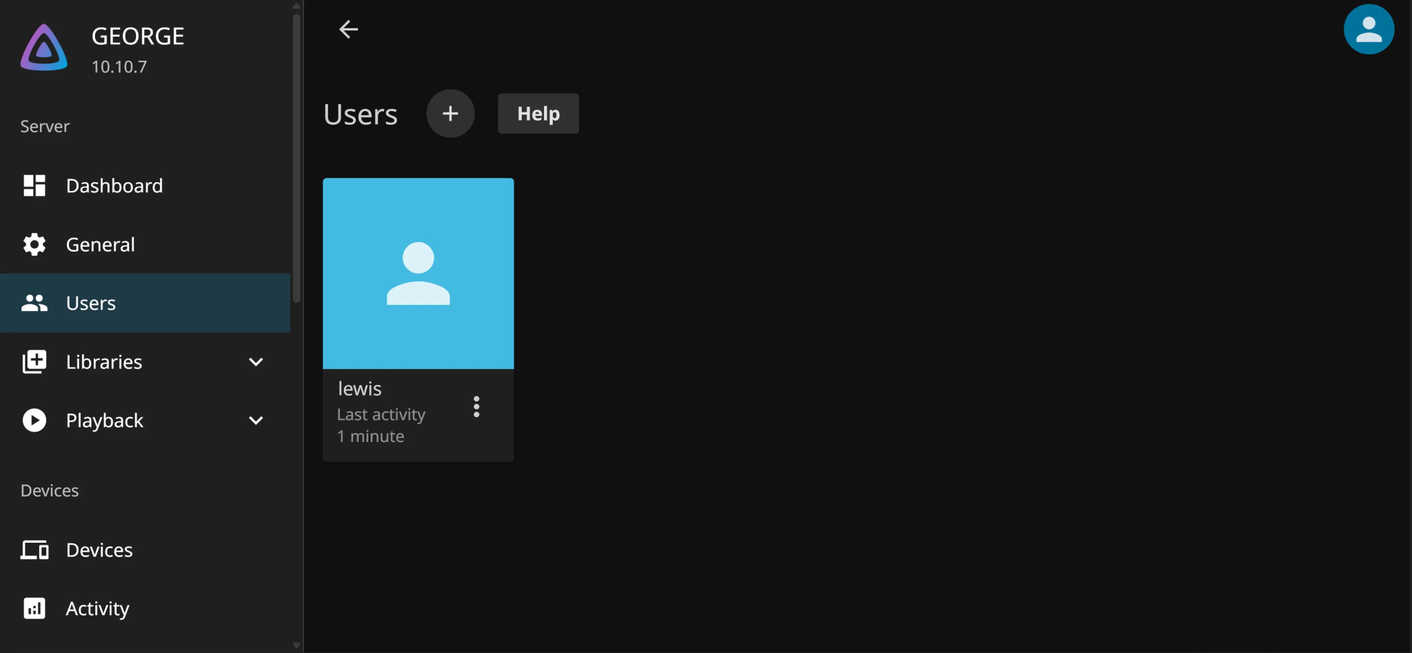 صفحة مستخدم خادم Jellyfin الخاص بي.