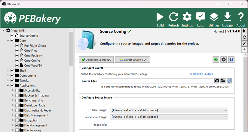 PEBakery download source iSO