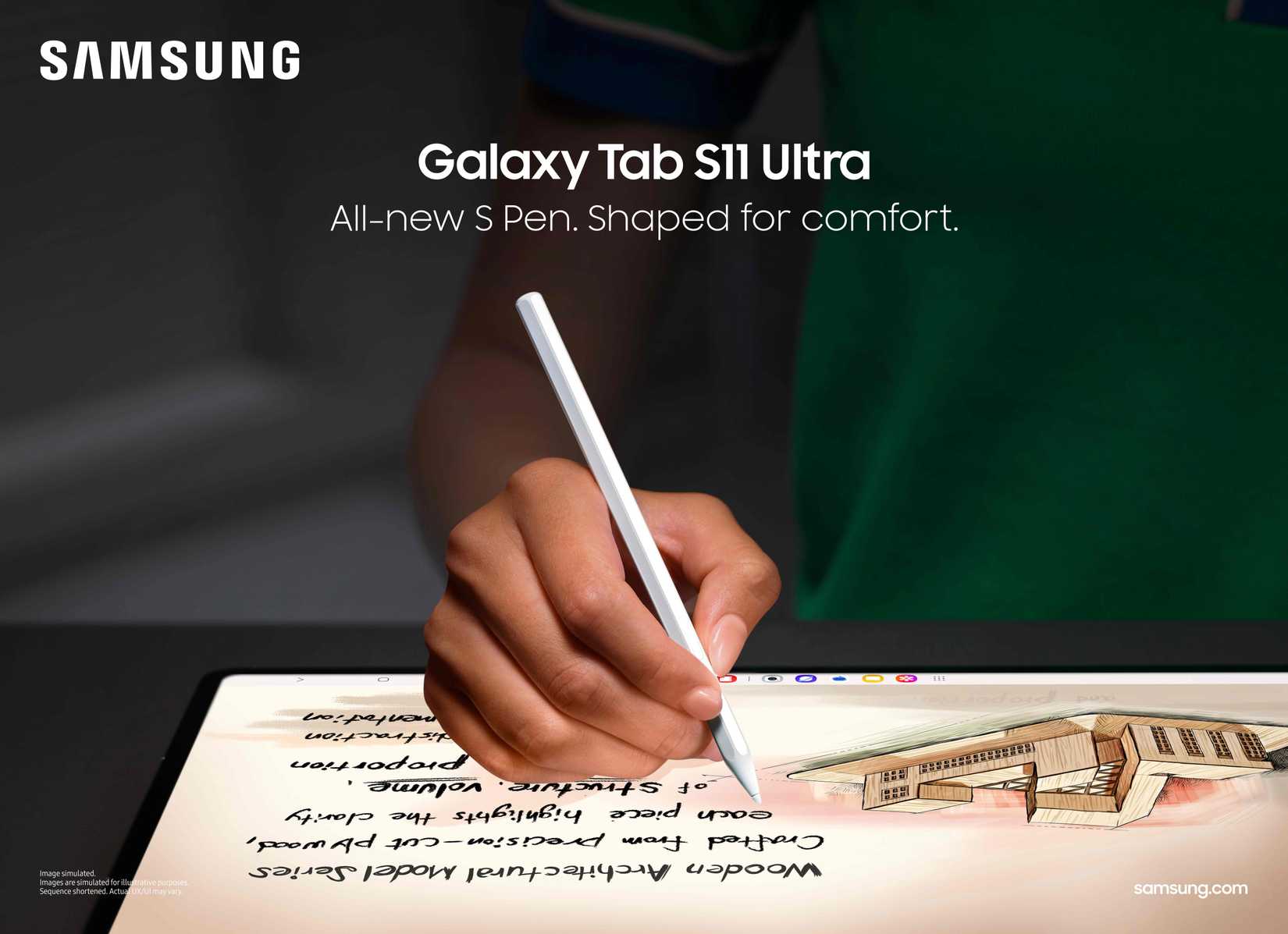 شخص يستخدم قلم S Pen على جهاز Samsung Galaxy Tab S11 Ultra