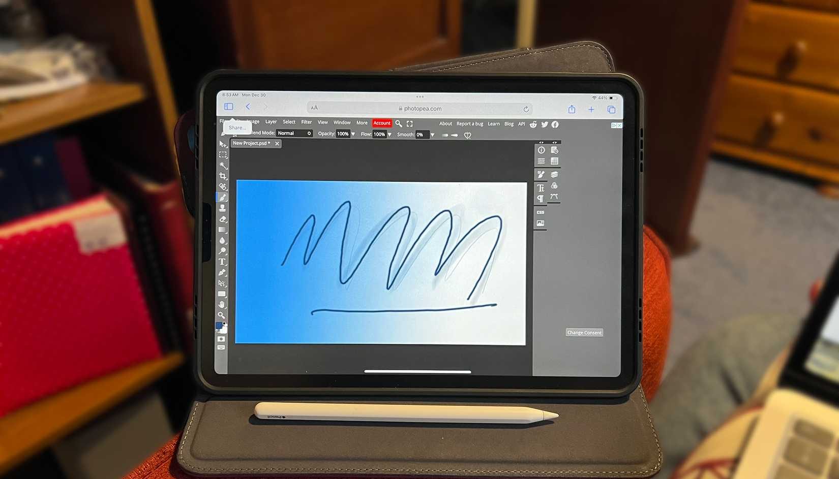 Photopea On An iPad with Apple Pencil