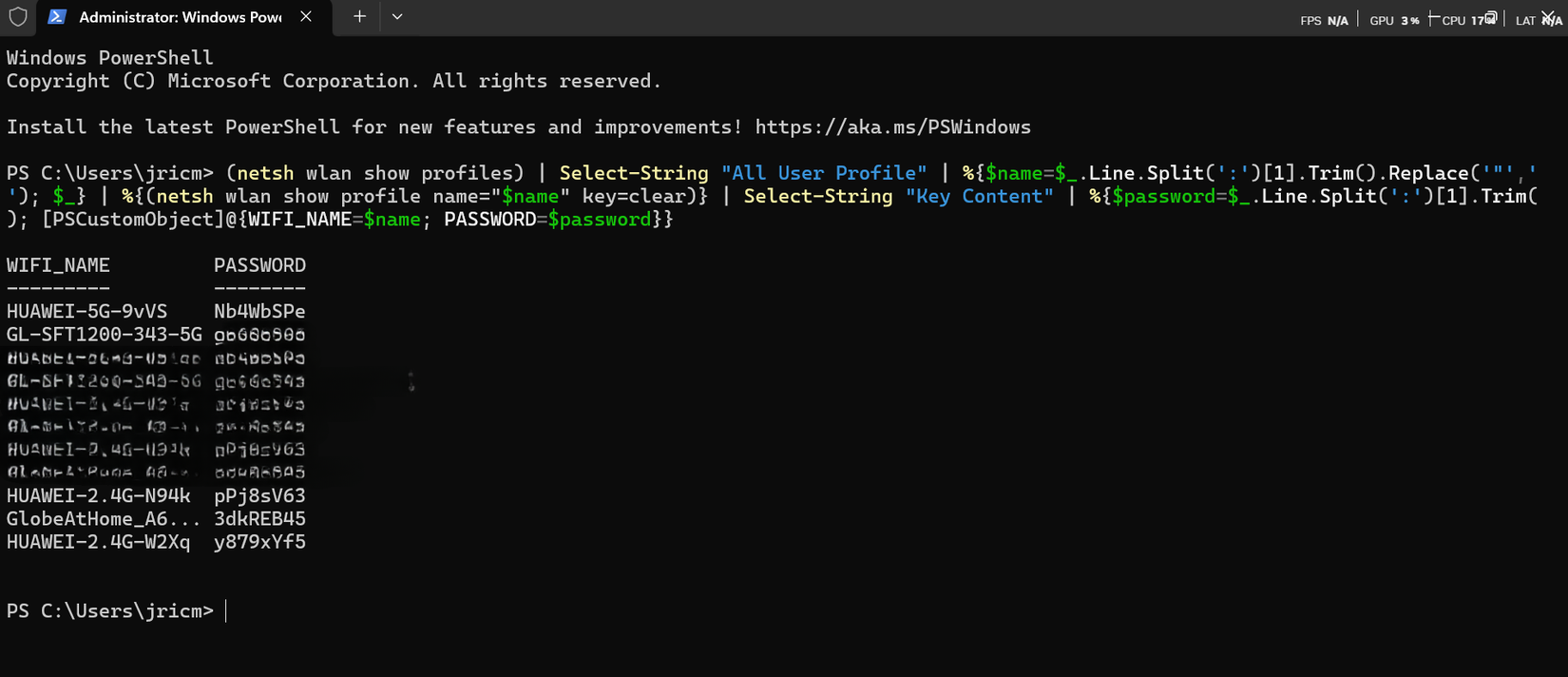 اكتشاف كلمات مرور Wi-Fi المحفوظة باستخدام PowerShell