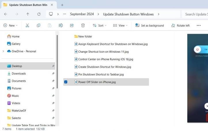 معاينة الجزء في مستكشف ملفات ويندوز 11