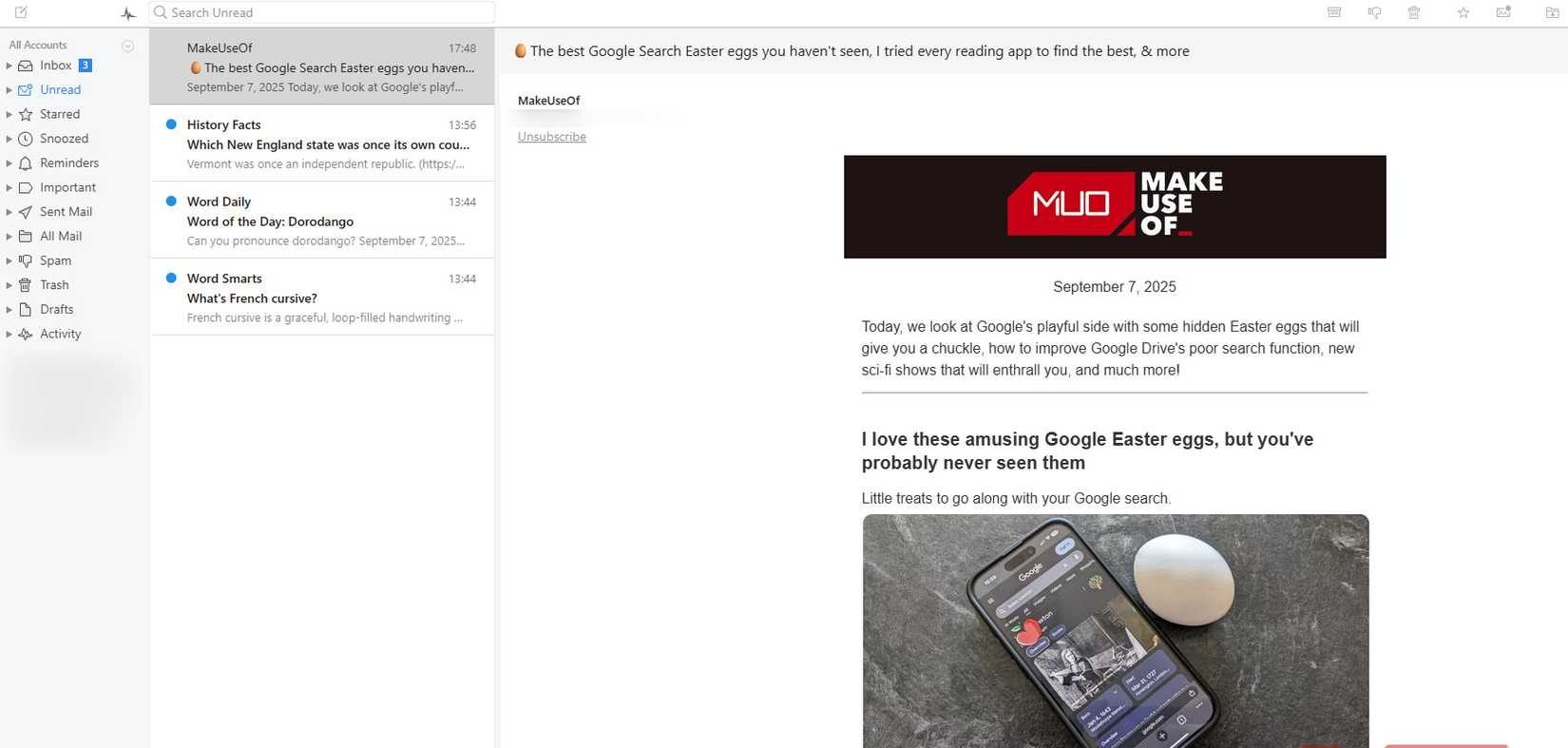 قراءة بريد إلكتروني في برنامج Mailspring