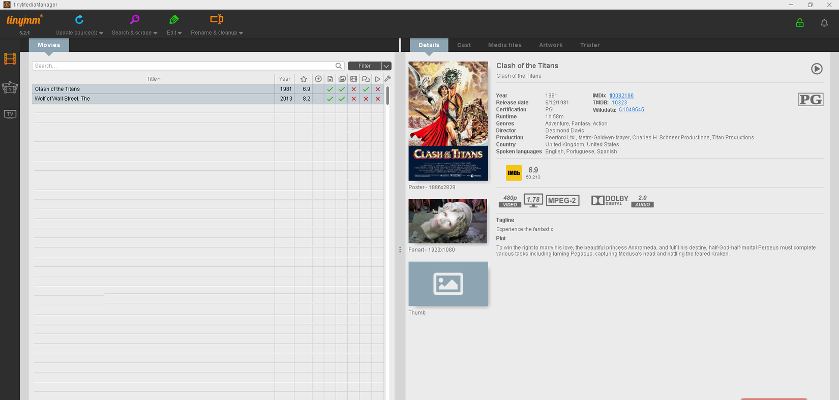 إعادة تسمية ملفات الفيديو باستخدام ميزة إعادة التسمية والتنظيف في tinyMediaManager.