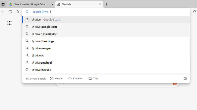 Searching Google Drive from address bar