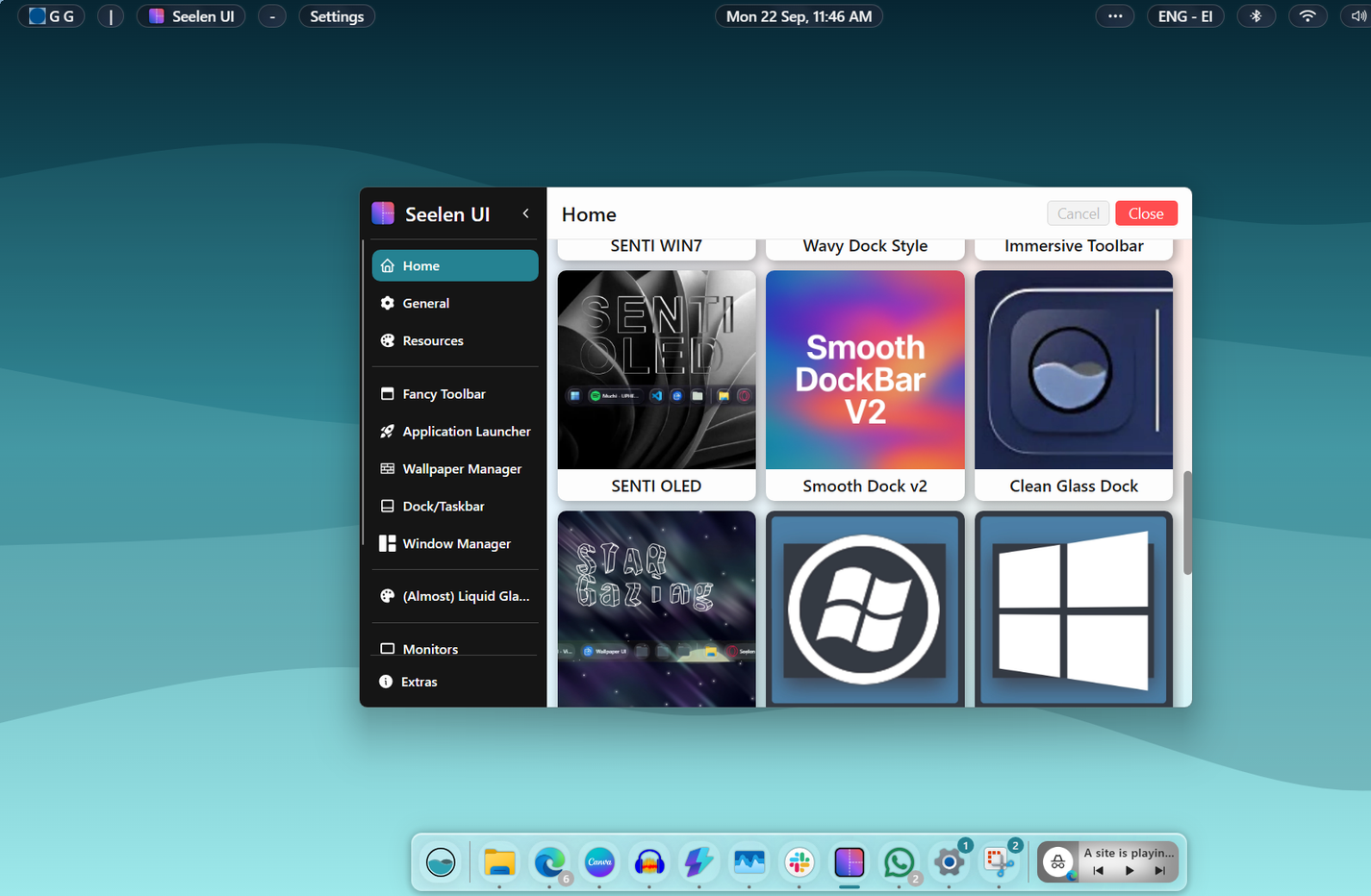 Seelen UI customization menu