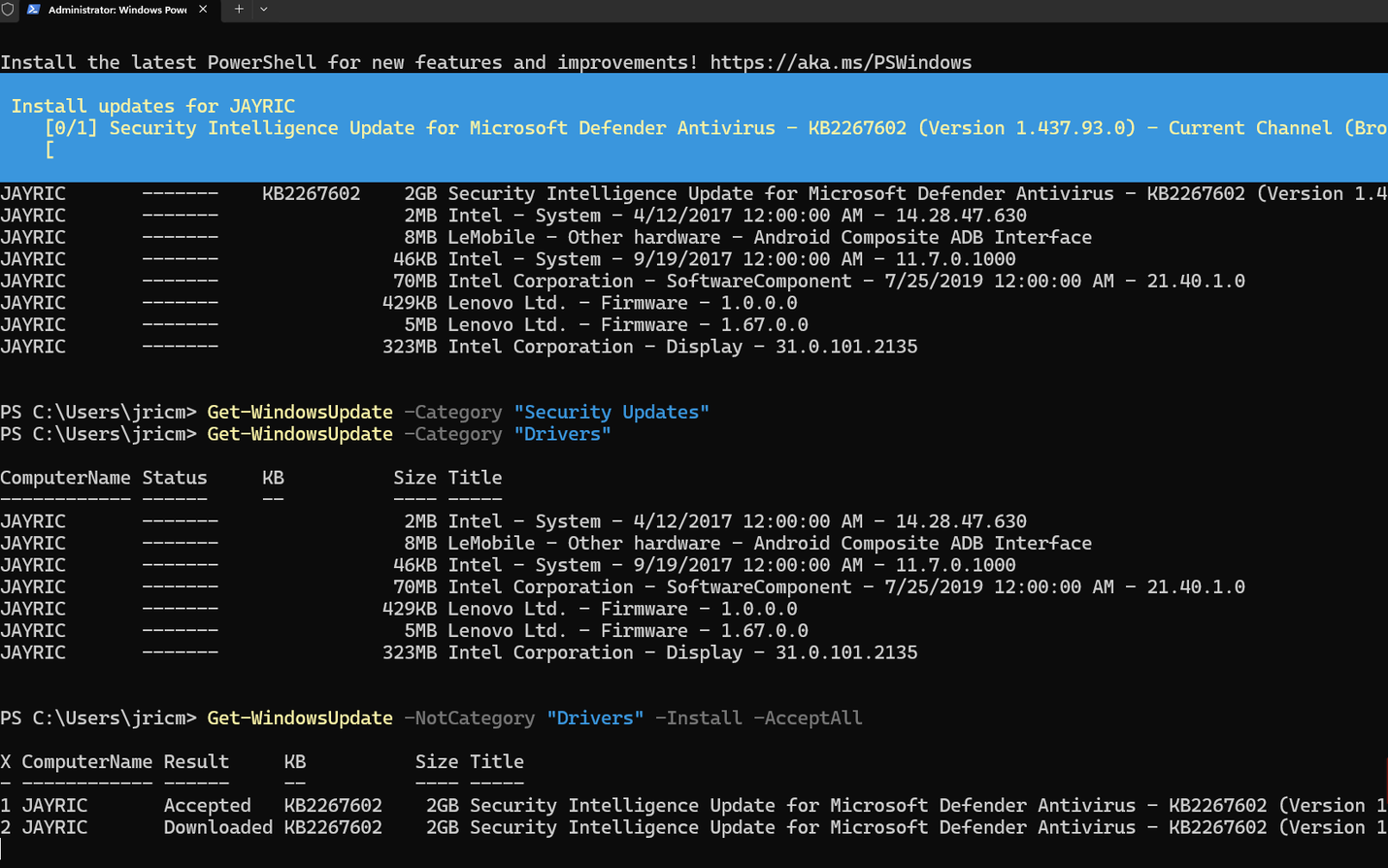 تحديث Windows انتقائي