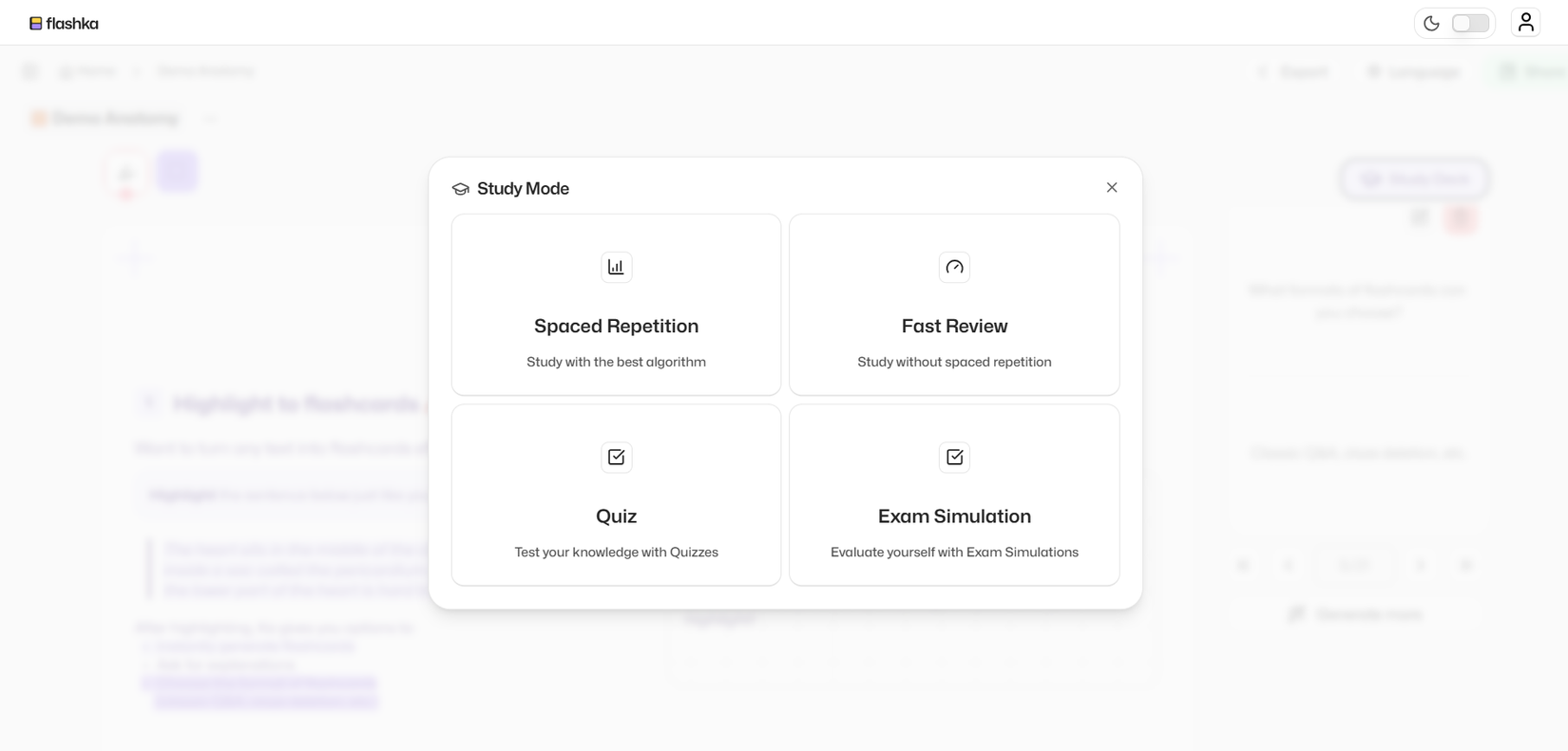 Study Modes in Flashka