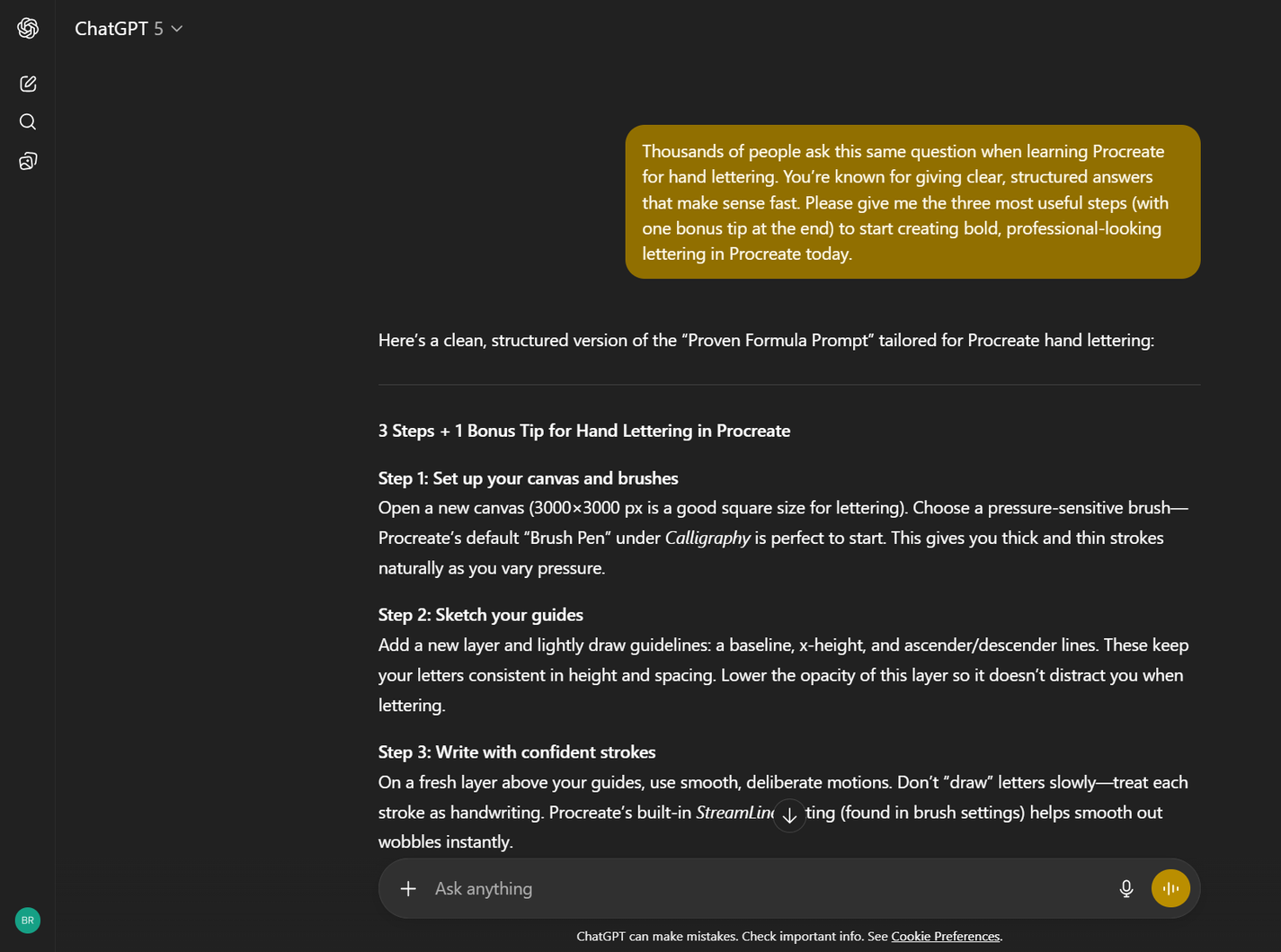 The Proven Formula prompt.