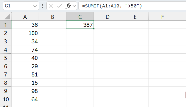 The SUMIF function in Excel