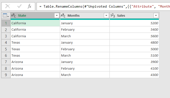 بيانات غير مجمعة في Power Query