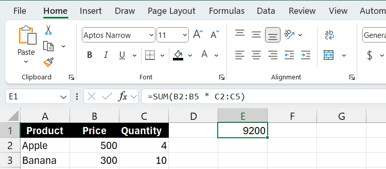 استخدام صيغ المصفوفة في Excel