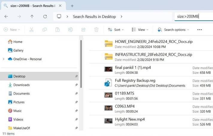 استخدام فلاتر البحث في مستكشف الملفات