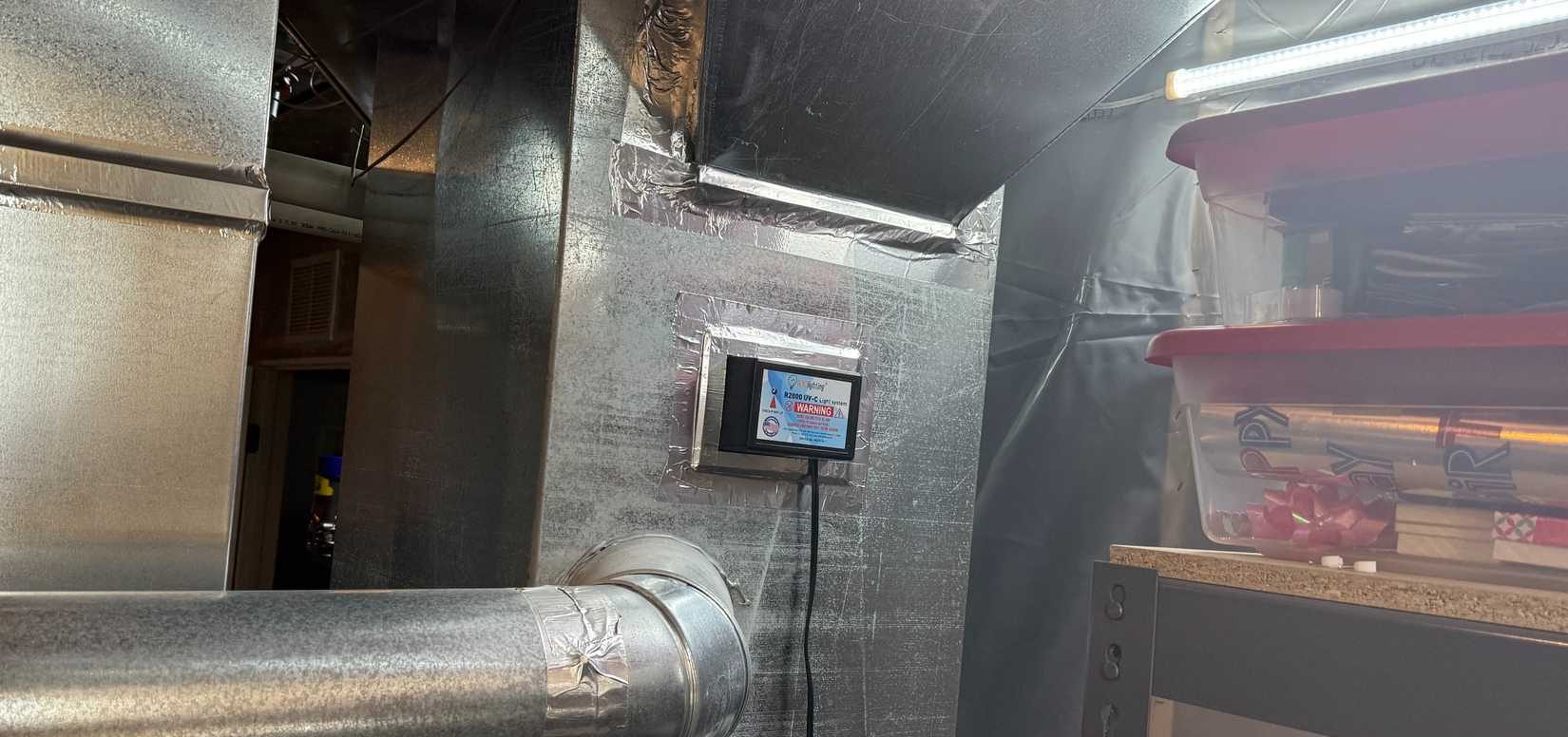 uv air purifier installed in indoor air handler