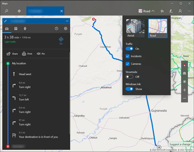 تطبيق خرائط Windows.