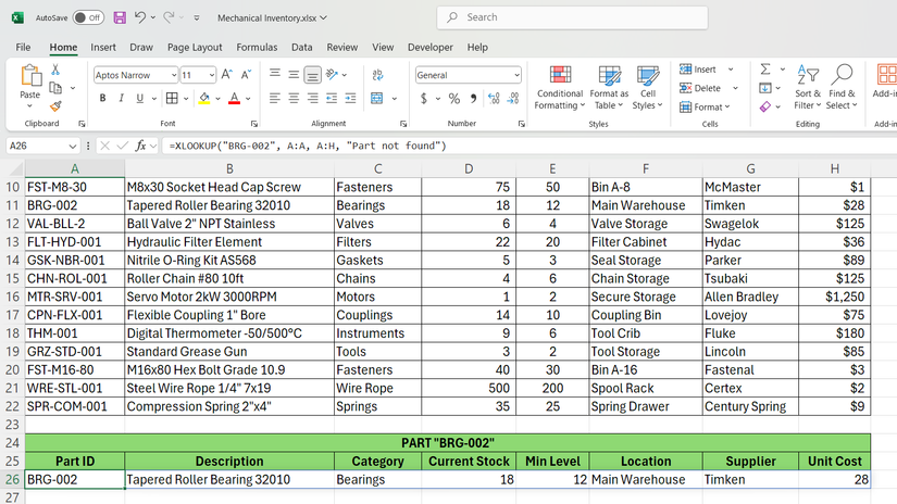 صيغة XLOOKUP في Excel للبحث عن بيانات جزء.