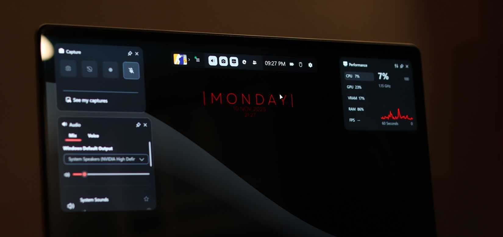 شريط ألعاب Xbox يعمل على نظام Windows 11.