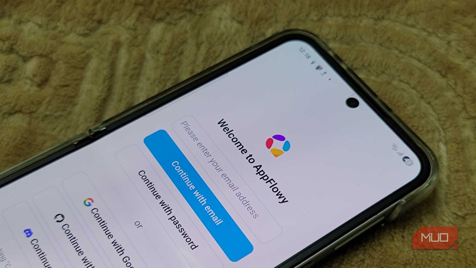 تطبيق AppFlowy Android مفتوح على Samsung Galaxy Z Flip 6