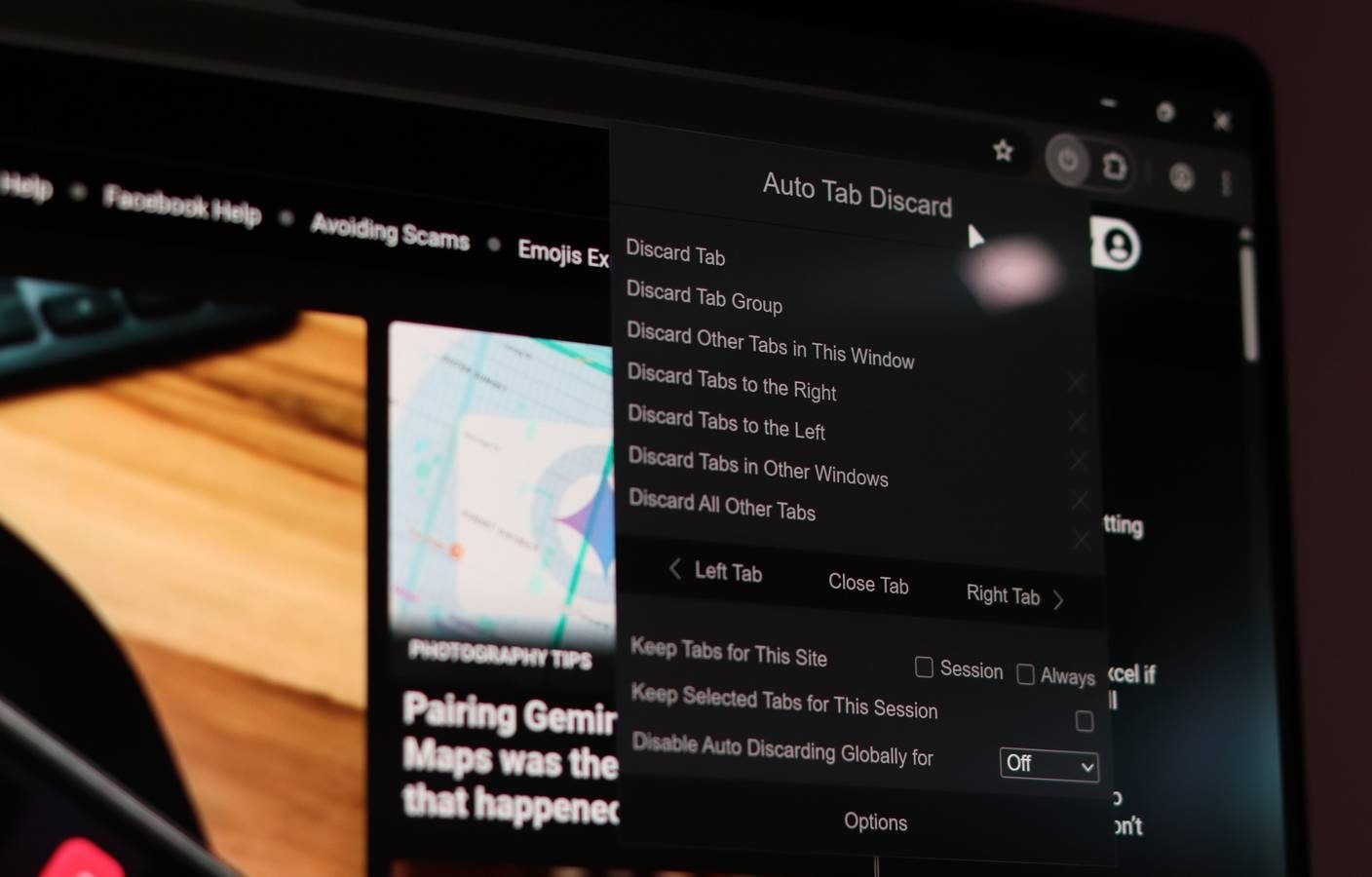 بعد تثبيت Auto Tab Discard Chrome أسرع على اللابتوب