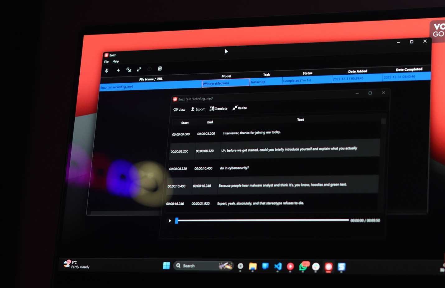 Buzz يعمل على Windows 11.