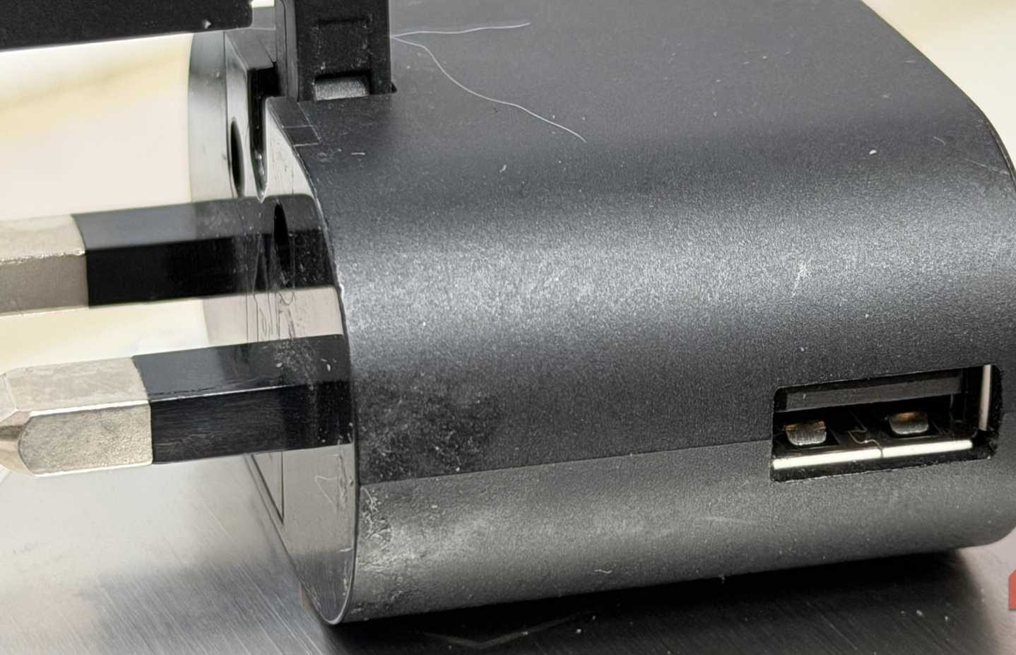 Close up shot of a USB-A charger