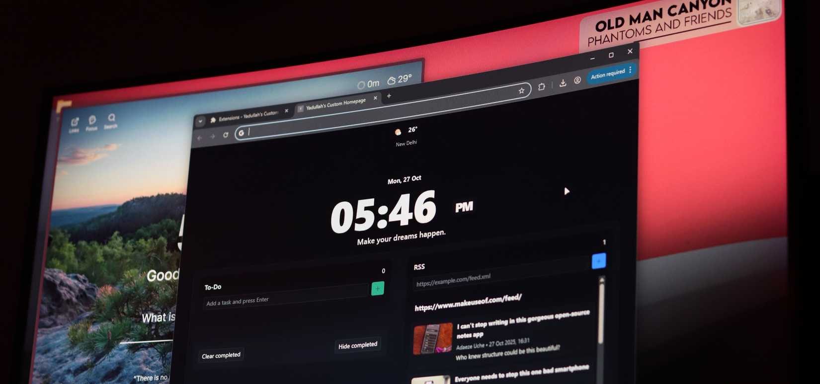 Custom Google Chrome homepage on windows 11.