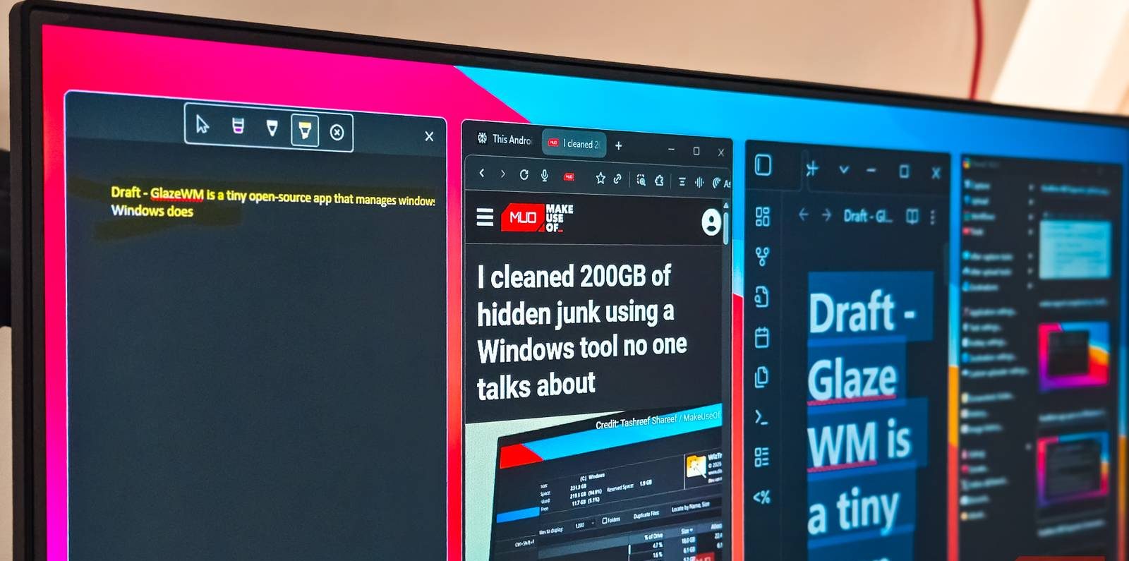 GlazeWM: تطبيق مفتوح المصدر صغير الحجم لإدارة النوافذ بكفاءة تفوق نظام Windows