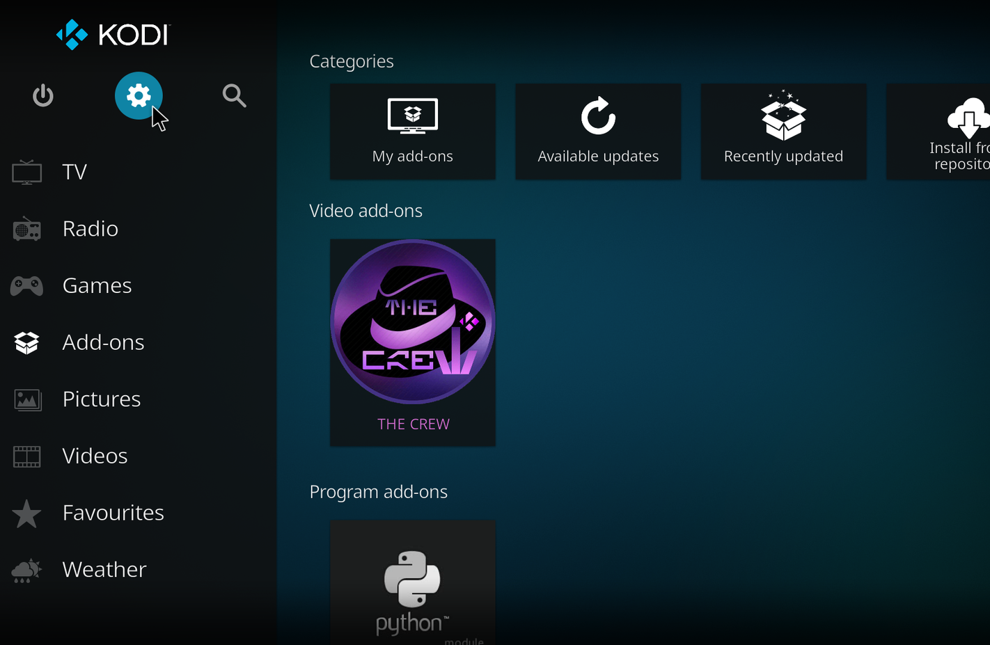 قائمة إعدادات Kodi