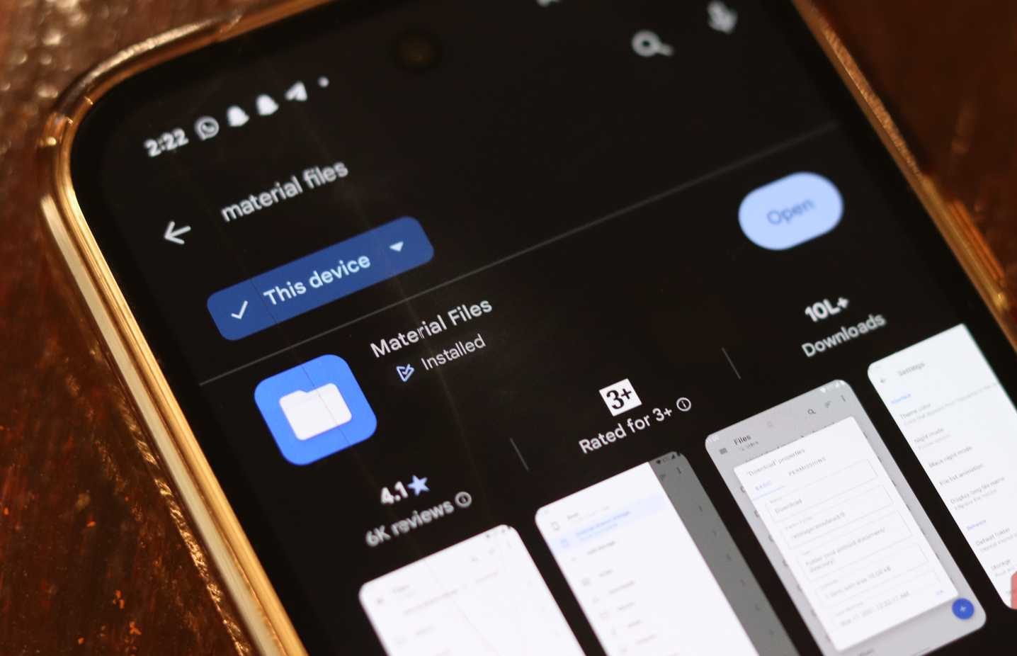 Material files on Google Play Store.